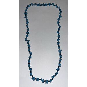 Blue Faux Torquise Handmade Artisan Beaded Stone Fashion Necklace 12"inch
